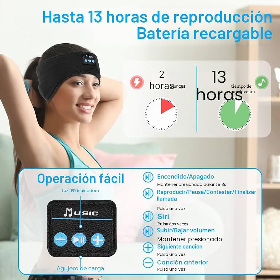Diadema con Auriculares Integrados para Dormir y Relajarse – Gris